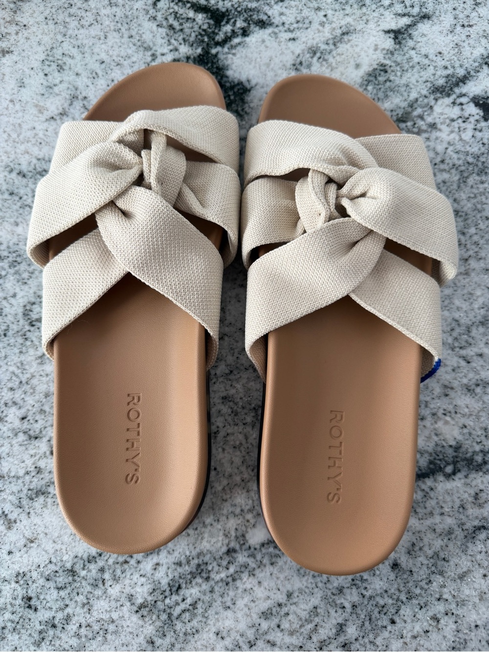 Rothy's Cream Knotted Slide Sandals